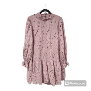 Eloquii Dusty Pink Eyelet Mini Dress
